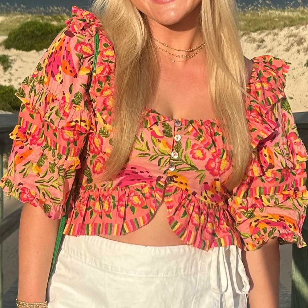 FARM Rio Multicolor Floral Ruffle Blouse - Picture 4 of 4